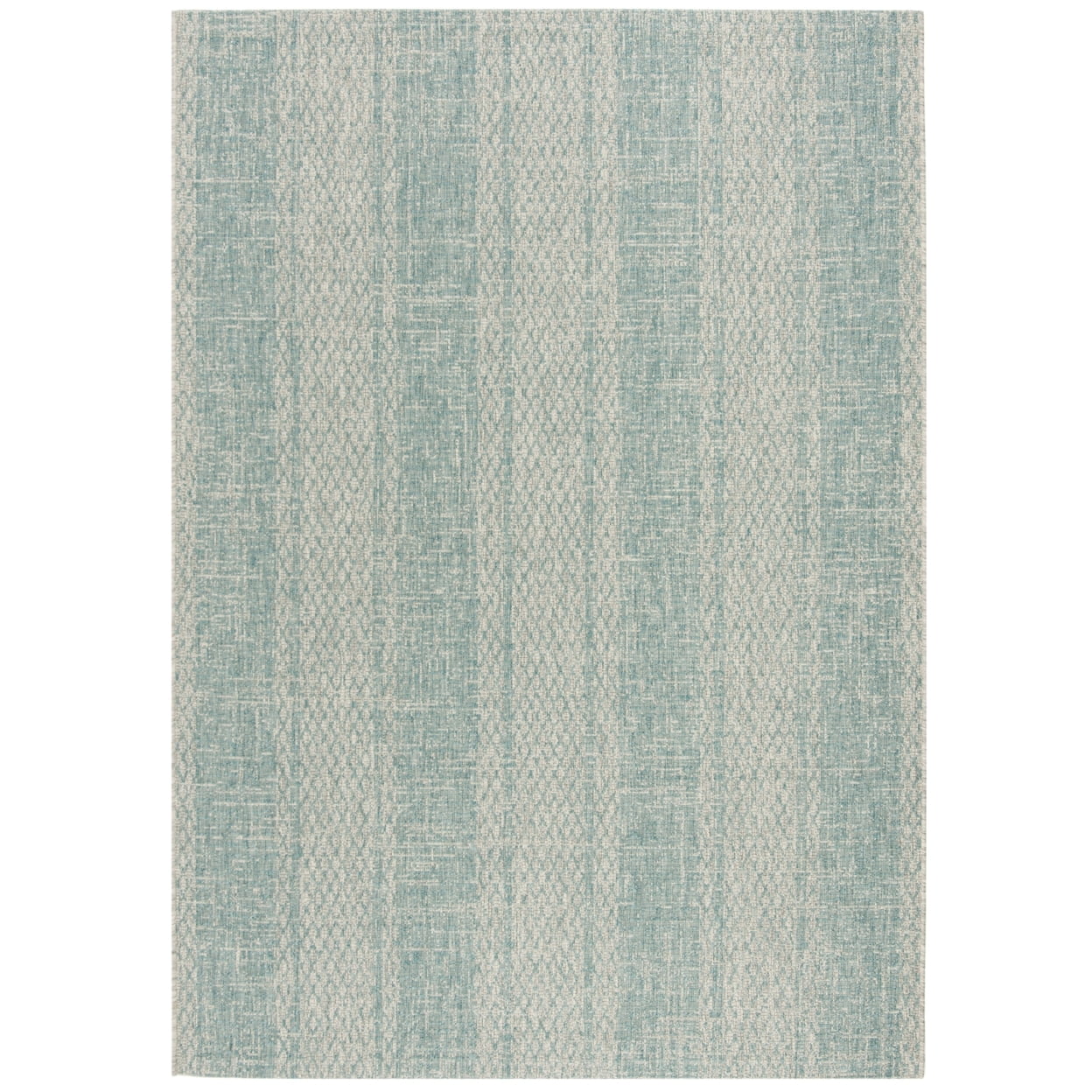 SAFAVIEH Courtyard Robert Striped Indoor/Outdoor Area Rug, 5'3" x 7'7", Light Beige/Light Brown