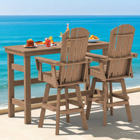 SERWALL HDPE Outdoor Swivel Bar Chairs Set of 2, Bar Height Adirondack Barstools, All Weather Pub Bar Chair, Black