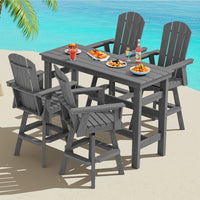 SERWALL HDPE Outdoor Swivel Bar Chairs Set of 2, Bar Height Adirondack Barstools, All Weather Pub Bar Chair, Black