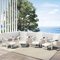 SERWALL Adjustable Folding Adirondack Chair with Footrest & Dual Cup Holders Set of 2, HDPE Foldable Multifunctional Adirondack Chair with Ottoman for Patio, Outdoor, Garden, Black