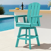 SERWALL HDPE Outdoor Swivel Bar Chairs Set of 2, Bar Height Adirondack Barstools, All Weather Pub Bar Chair, Black