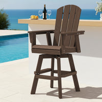 SERWALL HDPE Outdoor Swivel Bar Chairs Set of 2, Bar Height Adirondack Barstools, All Weather Pub Bar Chair, Black
