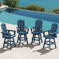 SERWALL HDPE Outdoor Swivel Bar Chairs Set of 2, Bar Height Adirondack Barstools, All Weather Pub Bar Chair, Black