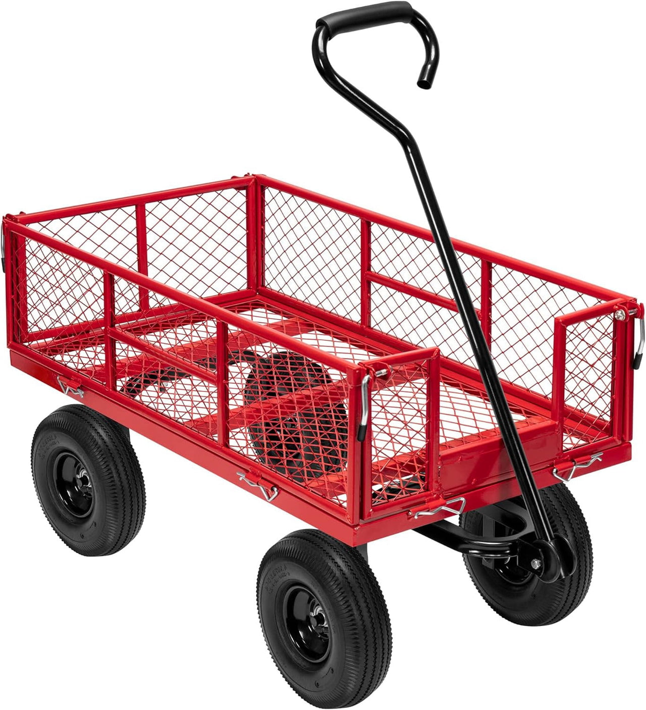 SPECSTAR Mesh Steel Garden Cart 880 lbs Capacity, 38" x 21" Folding Utility Wagon with 10 Inch Wheels