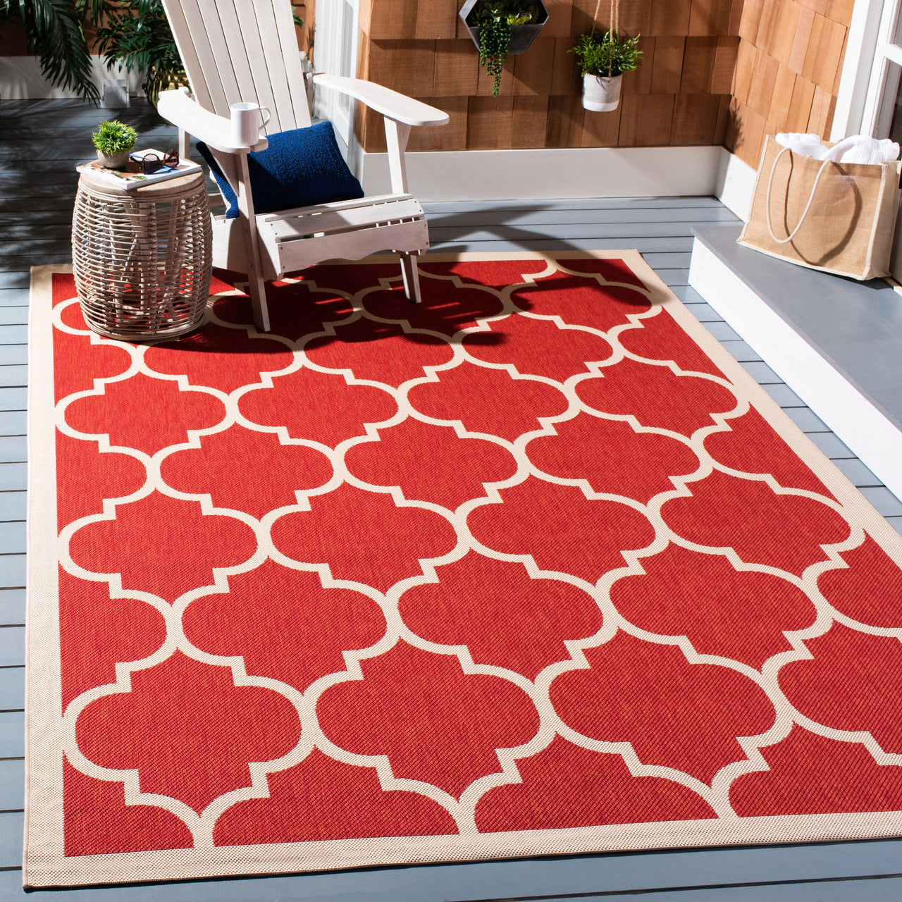 Safavieh Courtyard Alyssa Geometric Indoor/Outdoor Area Rug, Brown/Bone, 5'3" x 7'7"