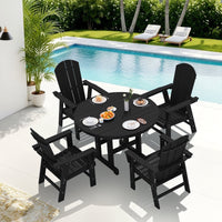 Serwall Outdoor 5-Piece Round Dining Set, HDPE All Weather Patio Dining Set for 4, 45