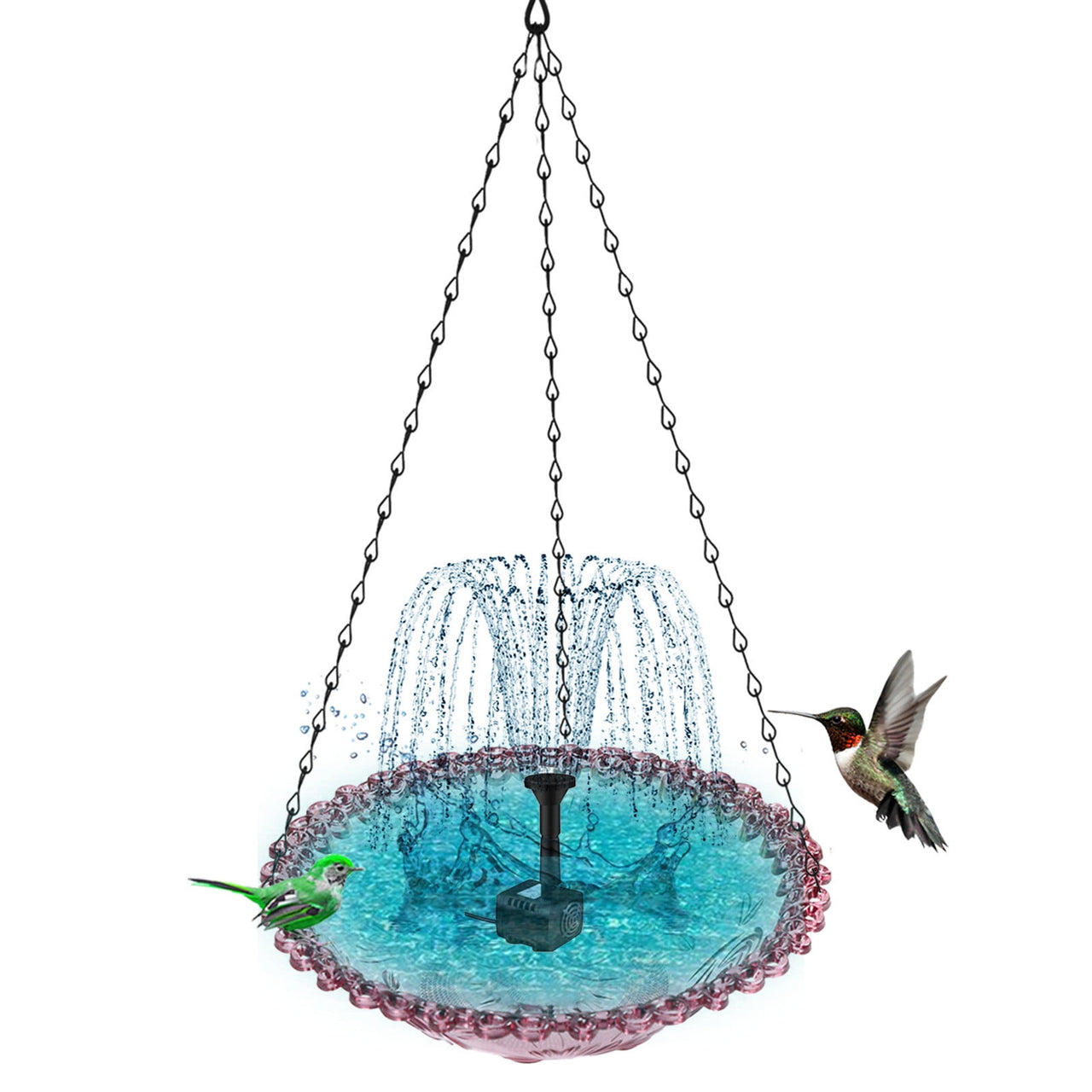 Solar-Powered Bird Bath – Outdoor Garden Fountain with Floating & Hanging Design, Attracts Hummingbirds & Wild Birds