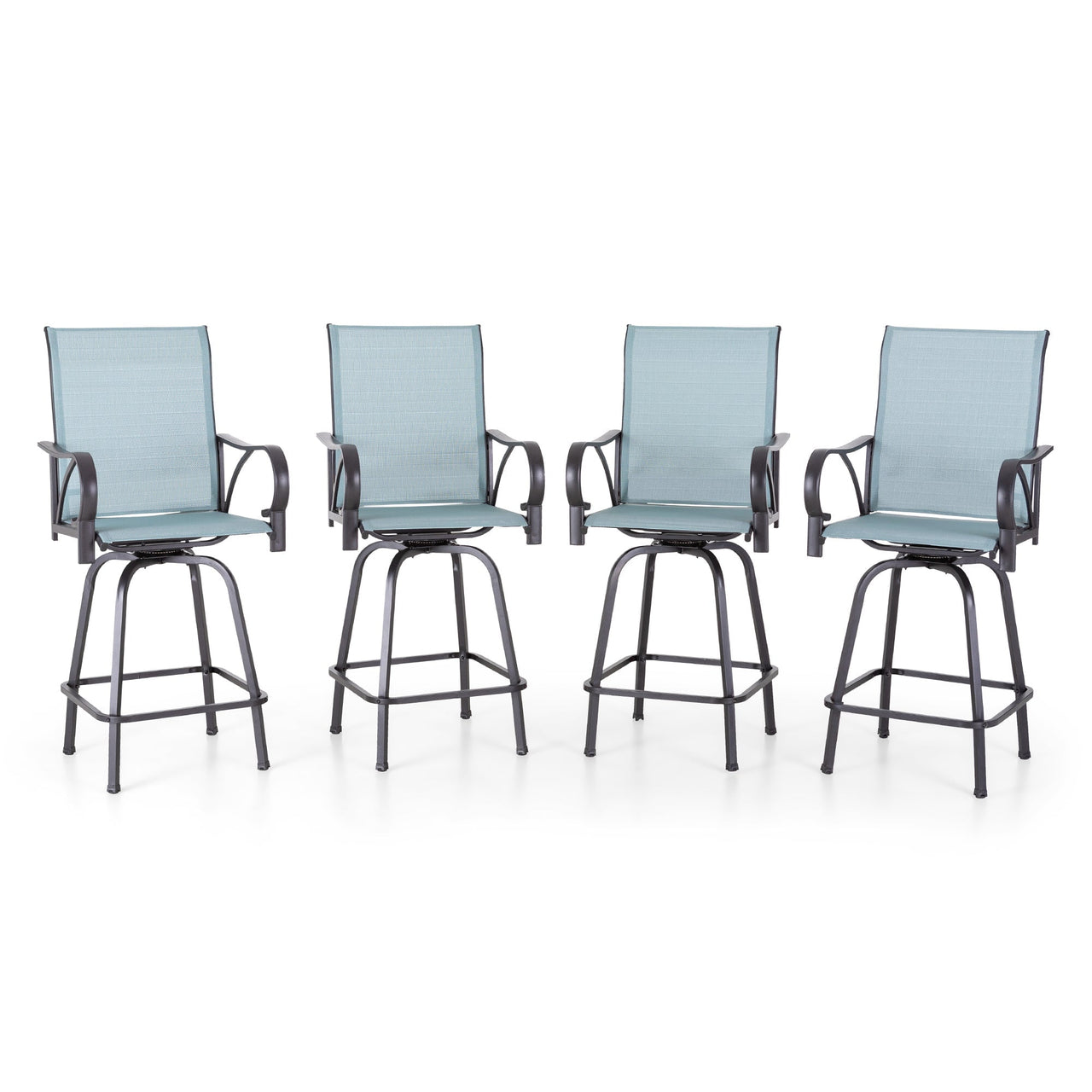 Sophia & William 2 Pcs Outdoor Swivel Metal Bar Stools Patio Counter Height Textilene Chairs for Garden, Backyard in Brown