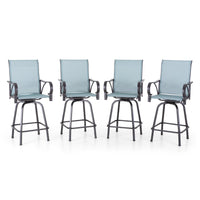 Sophia & William 2 Pcs Outdoor Swivel Metal Bar Stools Patio Counter Height Textilene Chairs for Garden, Backyard in Brown