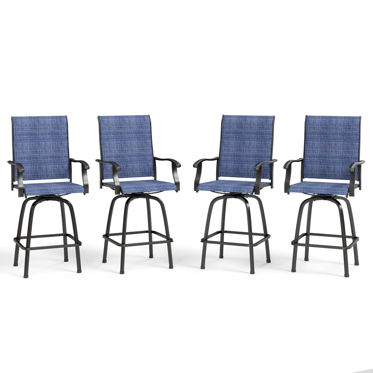 Sophia & William 2 Pcs Outdoor Swivel Metal Bar Stools Patio Counter Height Textilene Chairs for Garden, Backyard in Brown