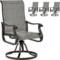 Techmilly Patio Swivel Chairs Set of 2, Outdoor Dining Chairs High Back Padded All Weather Breathable Textilene Outdoor Swivel Chairs with Metal Rocking Frame for Lawn Garden Backyard Deck, Dark Grey