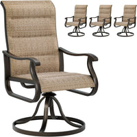 Techmilly Patio Swivel Chairs Set of 2, Outdoor Dining Chairs High Back Padded All Weather Breathable Textilene Outdoor Swivel Chairs with Metal Rocking Frame for Lawn Garden Backyard Deck, Dark Grey