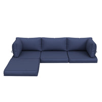 UDPATIO Outdoor Replacement Cushions for Patio Furniture, Waterproof Patio Cushions for 6-Seat Sectional Patio Conversation Sets, 14-Piece Outdoor Cushion Slipcovers Patio Sofa Cushions (Dark Blue)