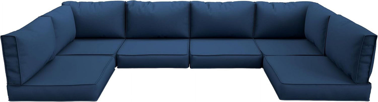 UDPATIO Outdoor Replacement Cushions for Patio Furniture, Waterproof Patio Cushions for 6-Seat Sectional Patio Conversation Sets, 14-Piece Outdoor Cushion Slipcovers Patio Sofa Cushions (Dark Blue)