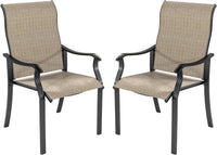 UDPATIO Patio Chairs Set of 2, Outdoor Dining Chairs High Back with All Weather Breathable Textilene, Metal Frame for Lawn Garden Backyard Deck, Brown