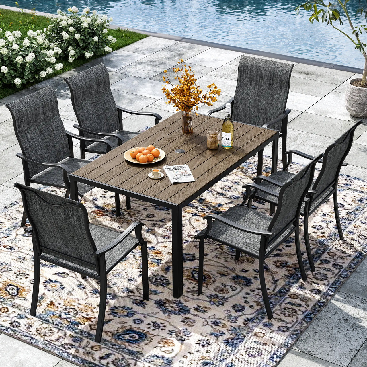 UDPATIO Patio Chairs Set of 2, Outdoor Dining Chairs High Back with All Weather Breathable Textilene, Metal Frame for Lawn Garden Backyard Deck, Brown