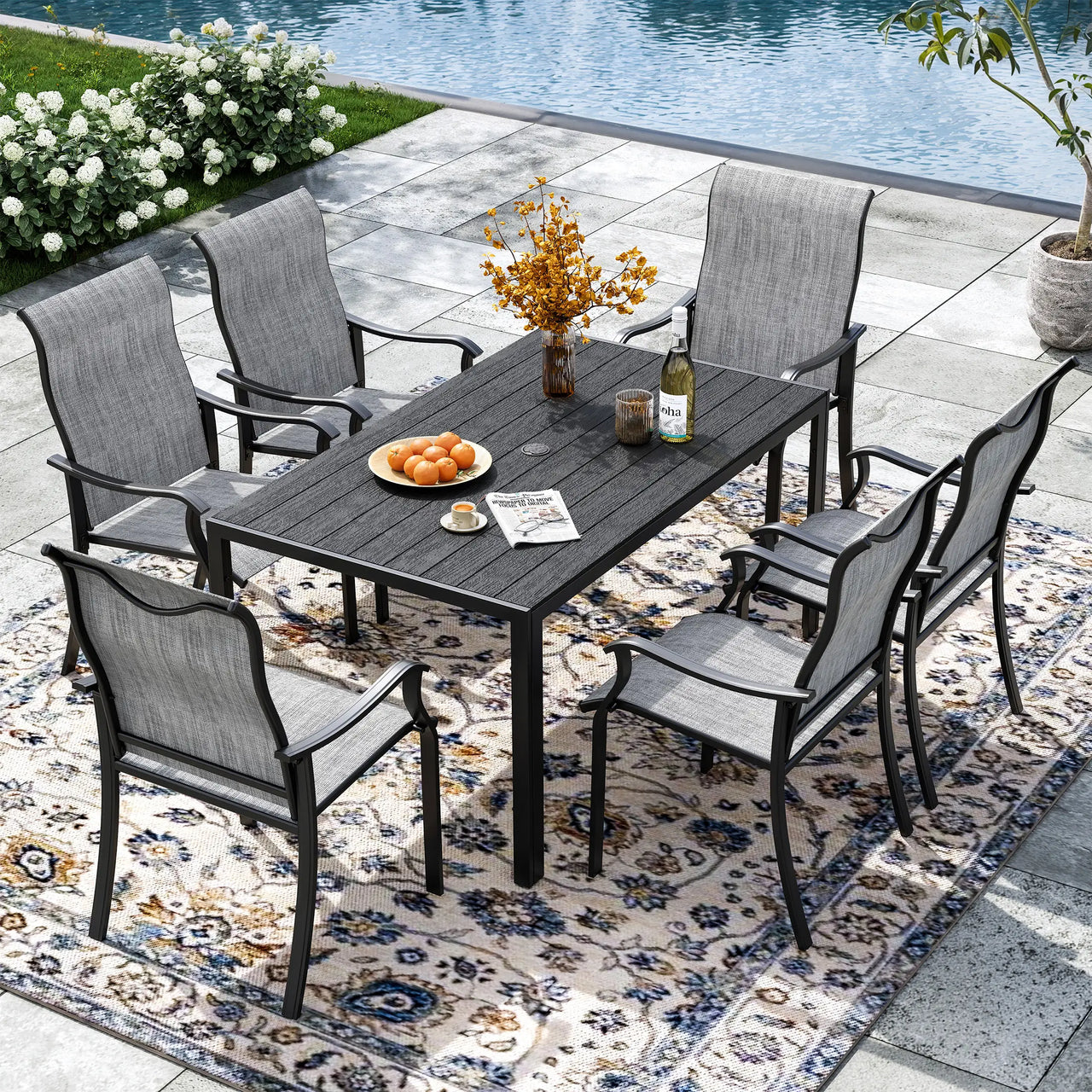 UDPATIO Patio Chairs Set of 2, Outdoor Dining Chairs High Back with All Weather Breathable Textilene, Metal Frame for Lawn Garden Backyard Deck, Brown