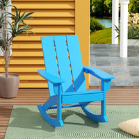 WestinTrends Ashore Patio Rocking Chair, All Weather Poly Lumber Plank Adirondack Rocker Chair, Modern Farmhouse Black Rocking Chairs for Porch Garden Backyard and Indoor