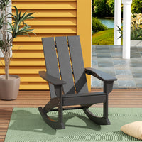 WestinTrends Ashore Patio Rocking Chair, All Weather Poly Lumber Plank Adirondack Rocker Chair, Modern Farmhouse Black Rocking Chairs for Porch Garden Backyard and Indoor