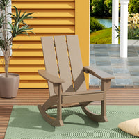 WestinTrends Ashore Patio Rocking Chair, All Weather Poly Lumber Plank Adirondack Rocker Chair, Modern Farmhouse Black Rocking Chairs for Porch Garden Backyard and Indoor