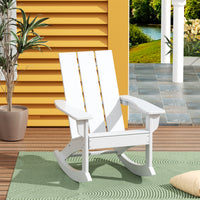 WestinTrends Ashore Patio Rocking Chair, All Weather Poly Lumber Plank Adirondack Rocker Chair, Modern Farmhouse Black Rocking Chairs for Porch Garden Backyard and Indoor