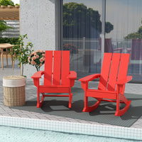 WestinTrends Ashore Patio Rocking Chair, All Weather Poly Lumber Plank Adirondack Rocker Chair, Modern Farmhouse Black Rocking Chairs for Porch Garden Backyard and Indoor