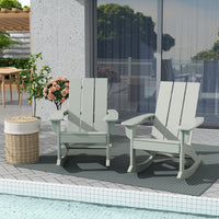 WestinTrends Ashore Patio Rocking Chair, All Weather Poly Lumber Plank Adirondack Rocker Chair, Modern Farmhouse Black Rocking Chairs for Porch Garden Backyard and Indoor