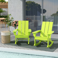 WestinTrends Ashore Patio Rocking Chair, All Weather Poly Lumber Plank Adirondack Rocker Chair, Modern Farmhouse Black Rocking Chairs for Porch Garden Backyard and Indoor