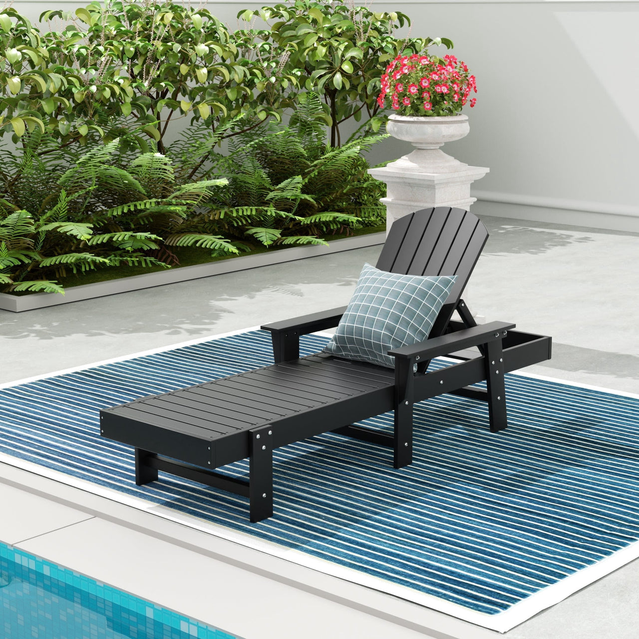 WestinTrends Dylan Adirondack Poly Reclining Chaise Lounge With Arms, Lime