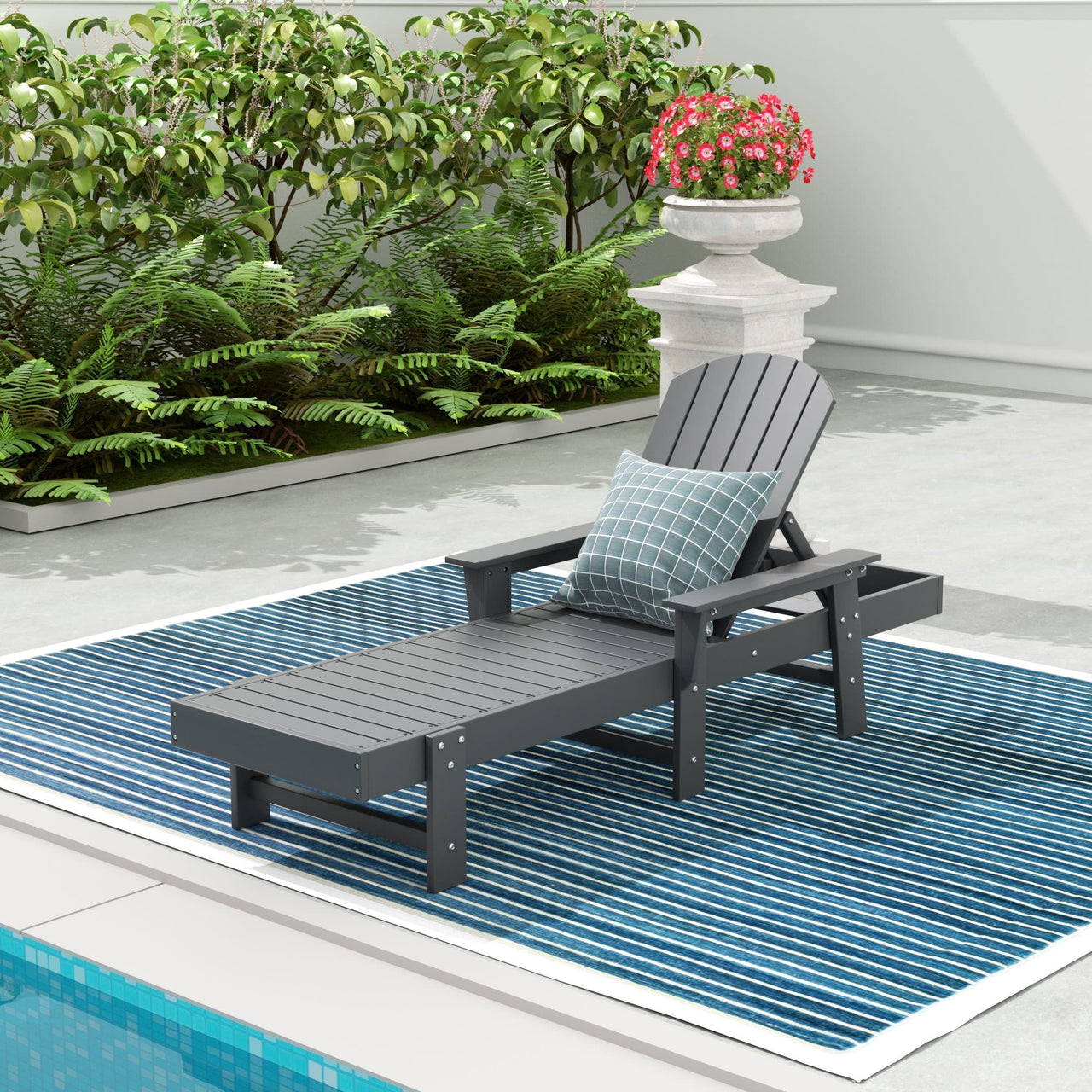 WestinTrends Dylan Adirondack Poly Reclining Chaise Lounge With Arms, Lime