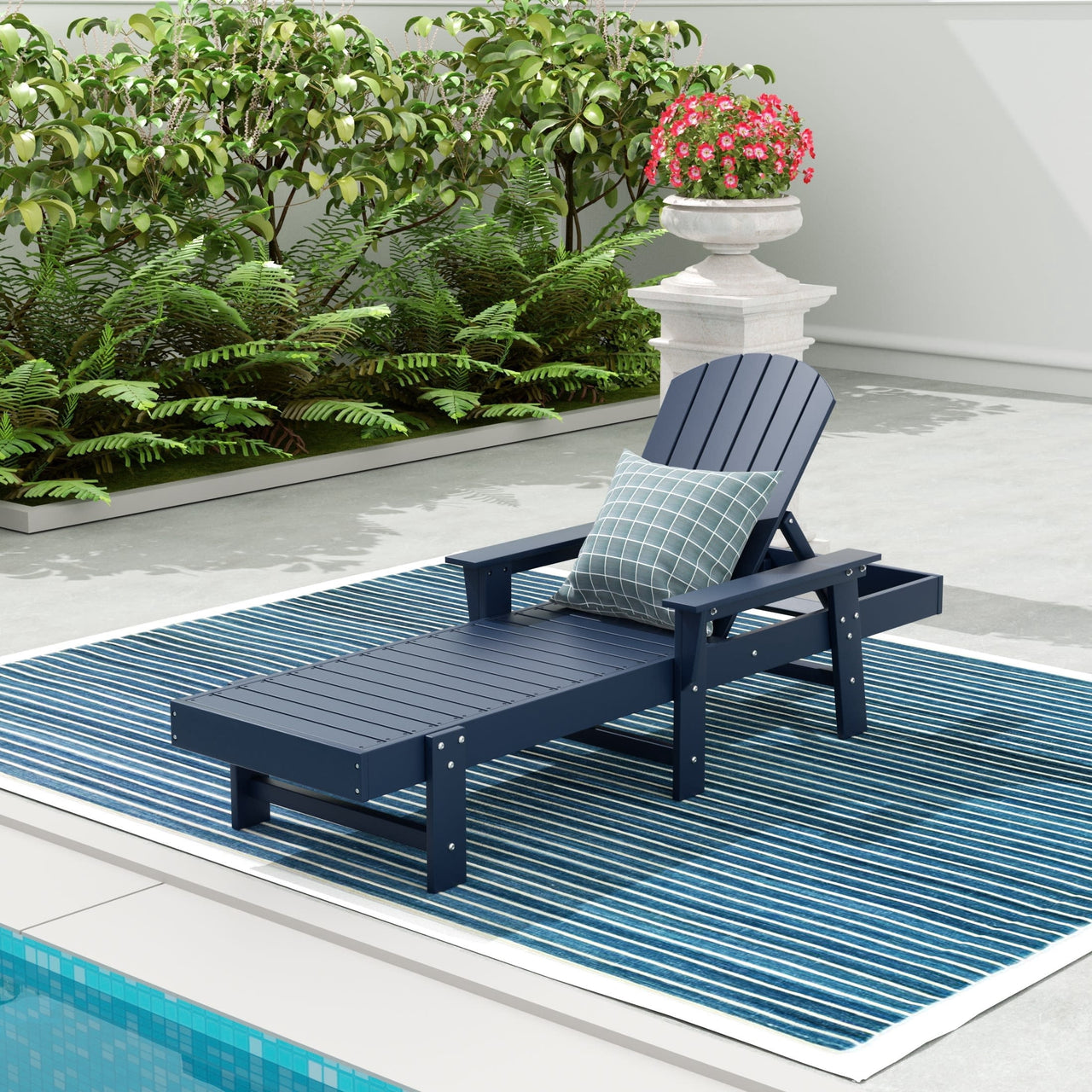 WestinTrends Dylan Adirondack Poly Reclining Chaise Lounge With Arms, Lime