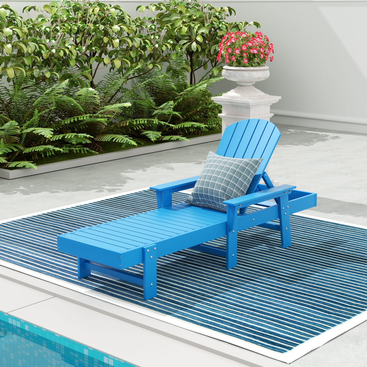 WestinTrends Dylan Adirondack Poly Reclining Chaise Lounge With Arms, Lime
