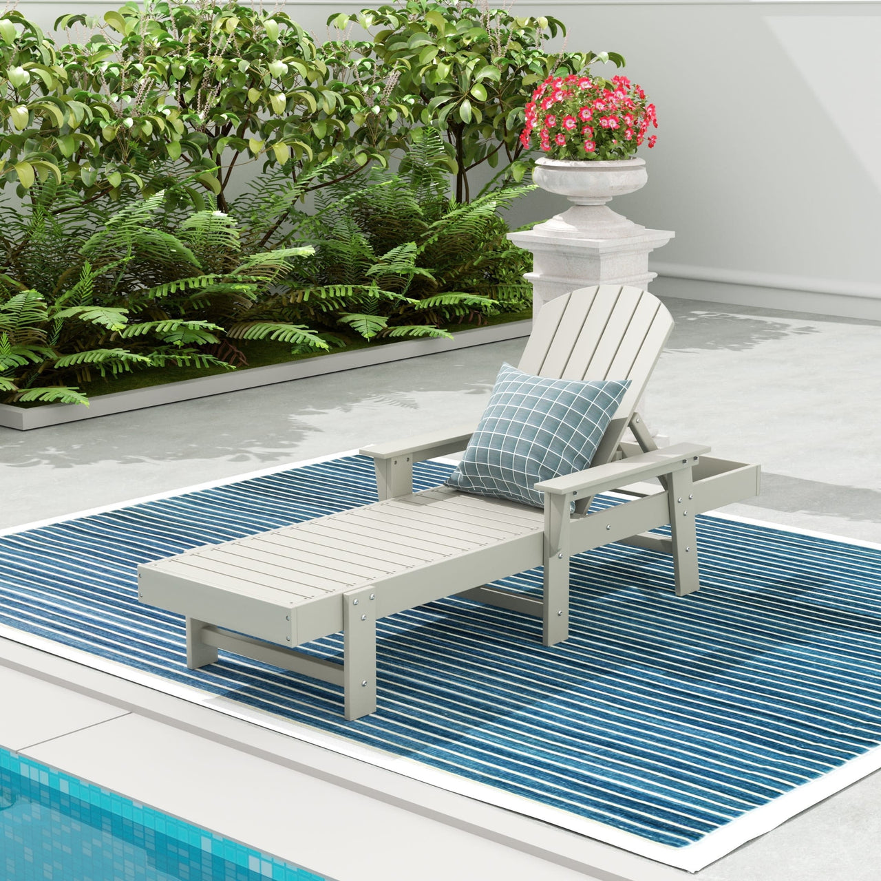 WestinTrends Dylan Adirondack Poly Reclining Chaise Lounge With Arms, Lime