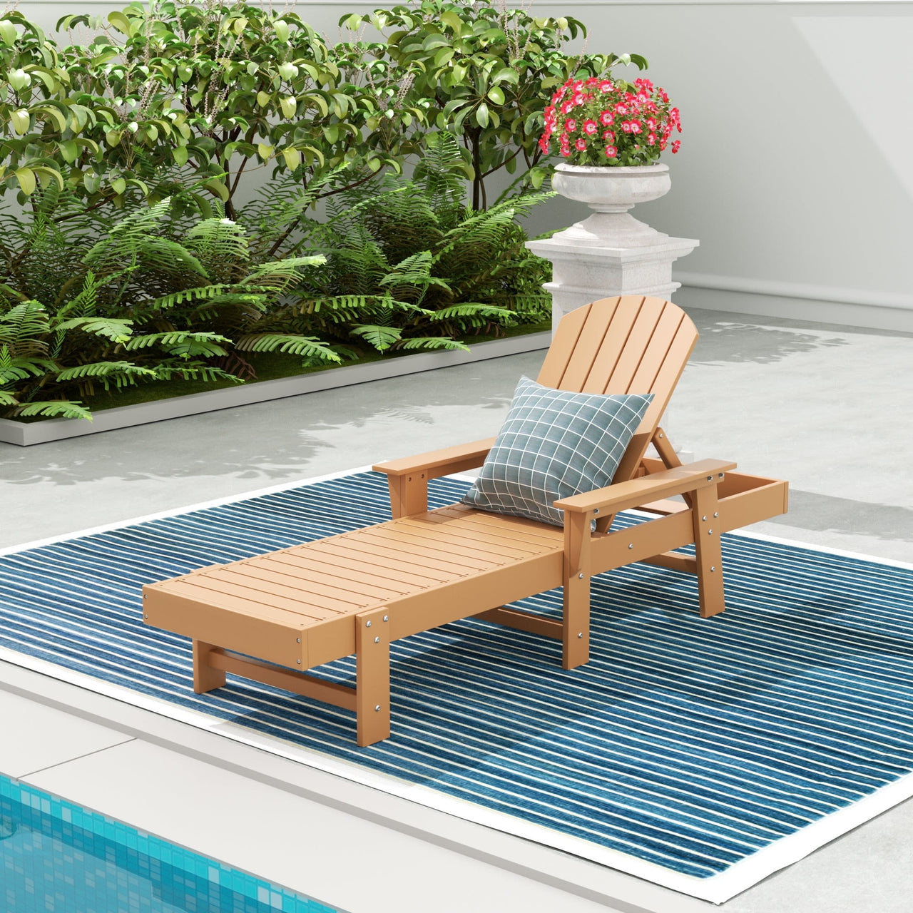 WestinTrends Dylan Adirondack Poly Reclining Chaise Lounge With Arms, Lime