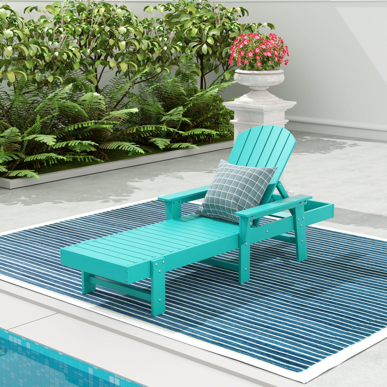 WestinTrends Dylan Adirondack Poly Reclining Chaise Lounge With Arms, Lime