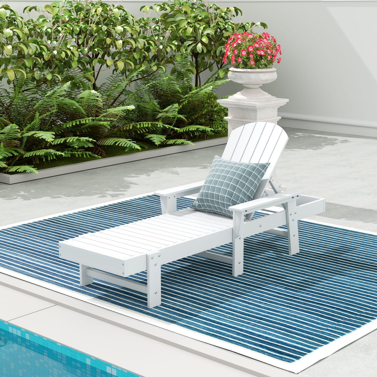 WestinTrends Dylan Adirondack Poly Reclining Chaise Lounge With Arms, Lime
