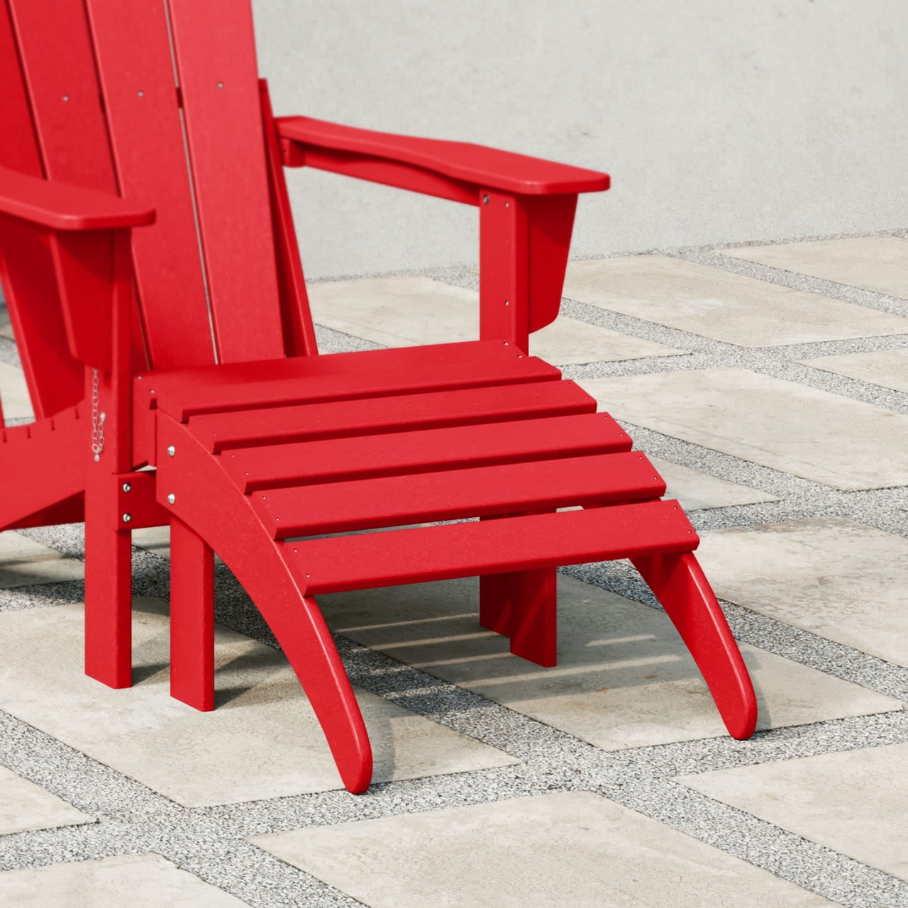 WestinTrends Malibu Outdoor Adirondack Ottoman – All-Weather Poly Lumber Folding Footrest for Patio Porch, Black