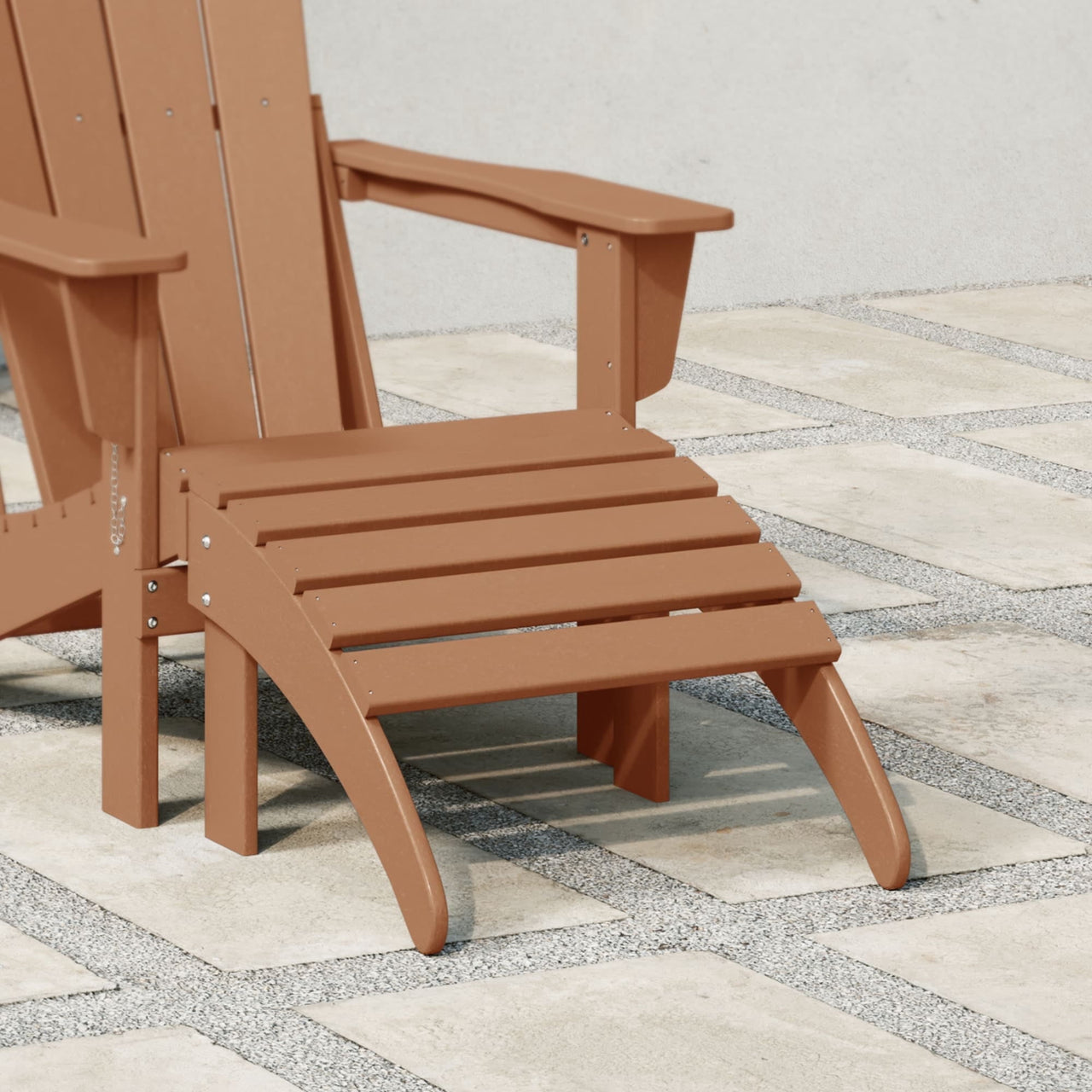 WestinTrends Malibu Outdoor Adirondack Ottoman – All-Weather Poly Lumber Folding Footrest for Patio Porch, Black