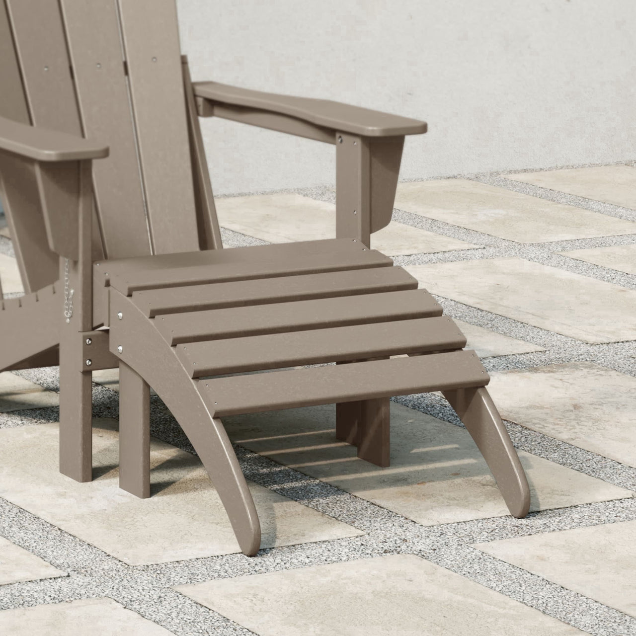 WestinTrends Malibu Outdoor Adirondack Ottoman – All-Weather Poly Lumber Folding Footrest for Patio Porch, Black