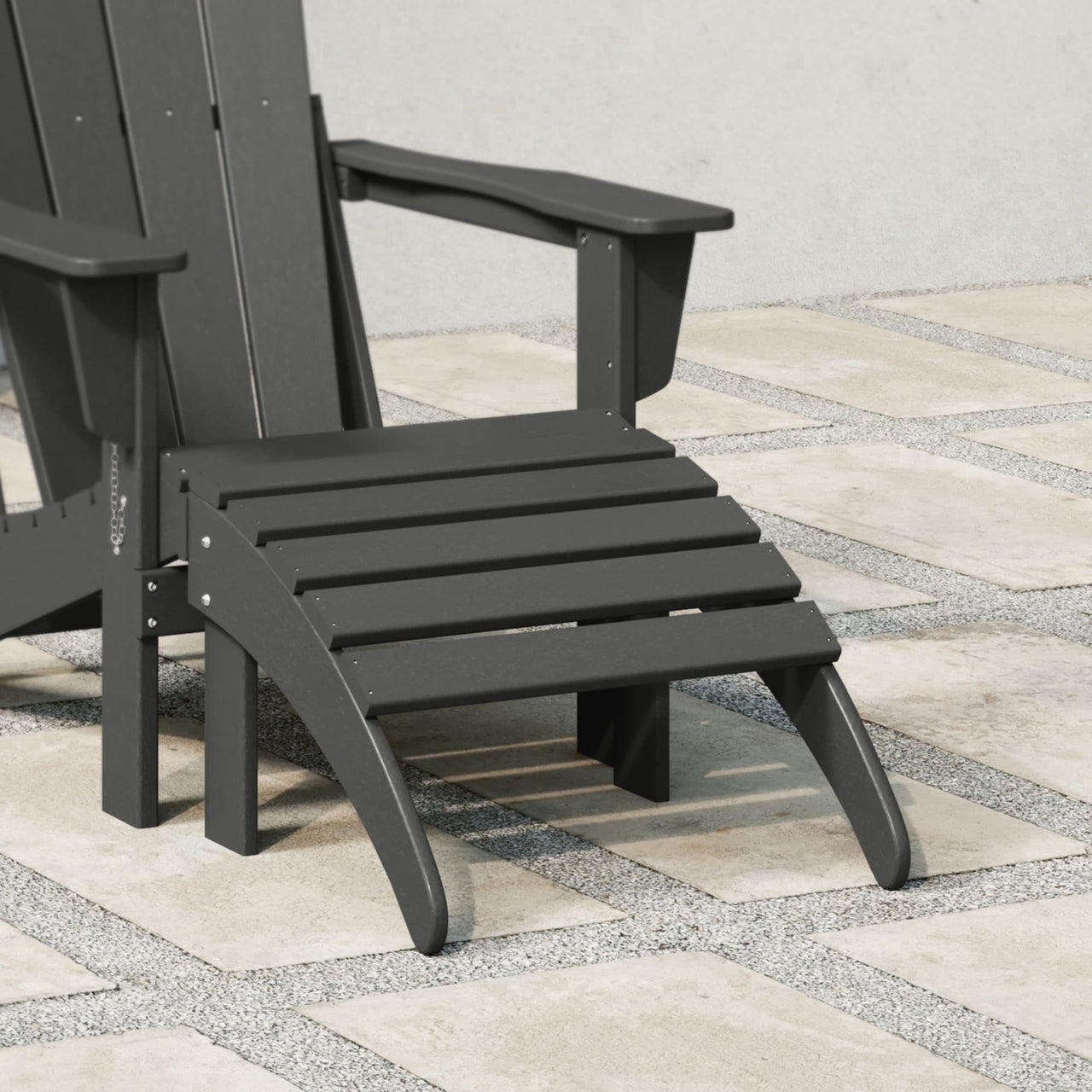 WestinTrends Malibu Outdoor Adirondack Ottoman – All-Weather Poly Lumber Folding Footrest for Patio Porch, Black