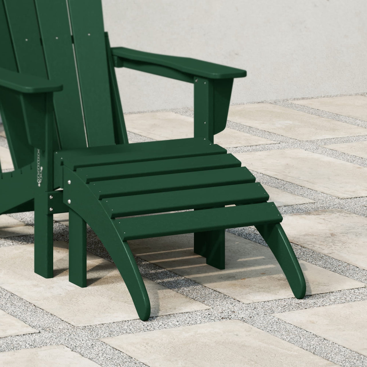 WestinTrends Malibu Outdoor Adirondack Ottoman – All-Weather Poly Lumber Folding Footrest for Patio Porch, Black