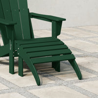 WestinTrends Malibu Outdoor Adirondack Ottoman – All-Weather Poly Lumber Folding Footrest for Patio Porch, Black