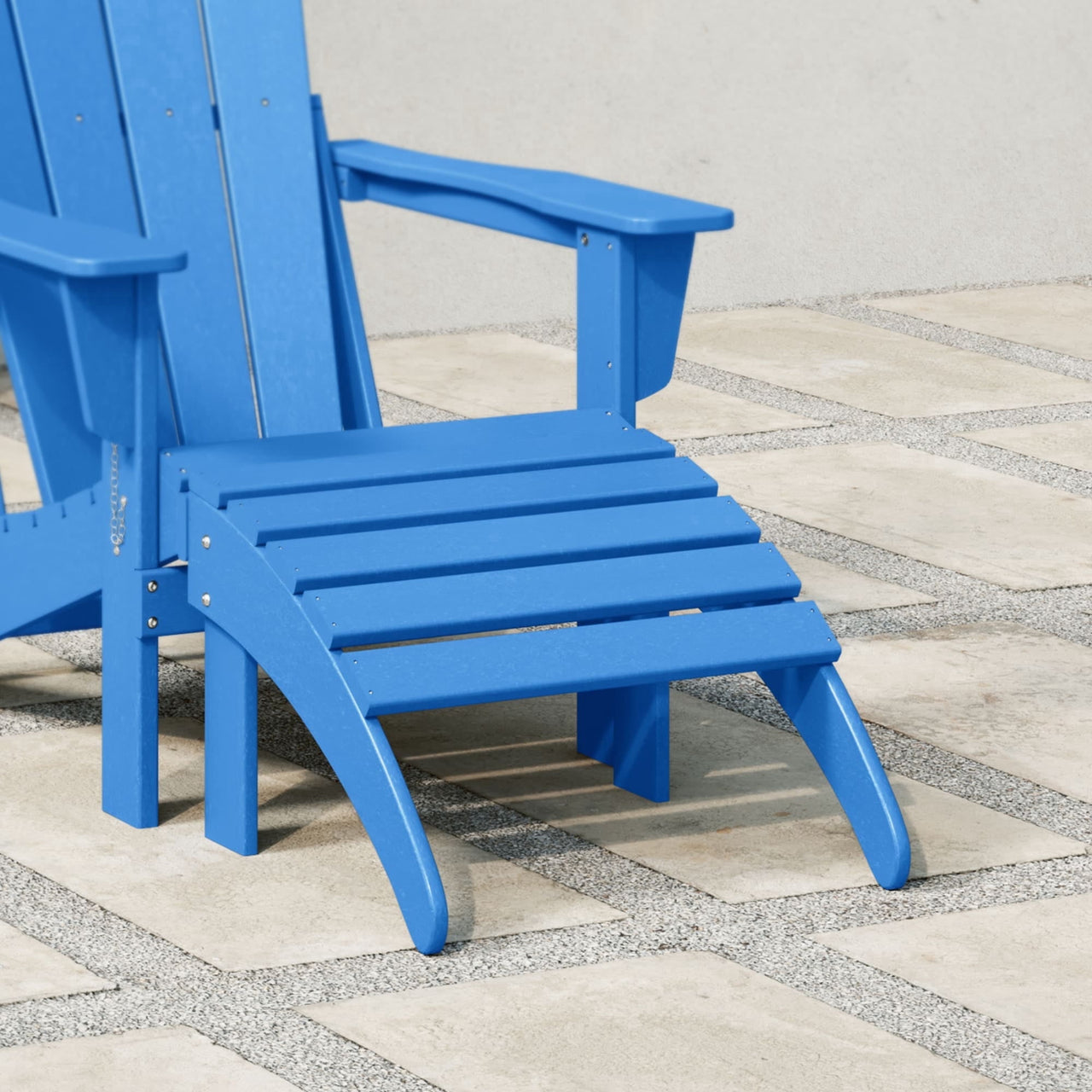 WestinTrends Malibu Outdoor Adirondack Ottoman – All-Weather Poly Lumber Folding Footrest for Patio Porch, Black