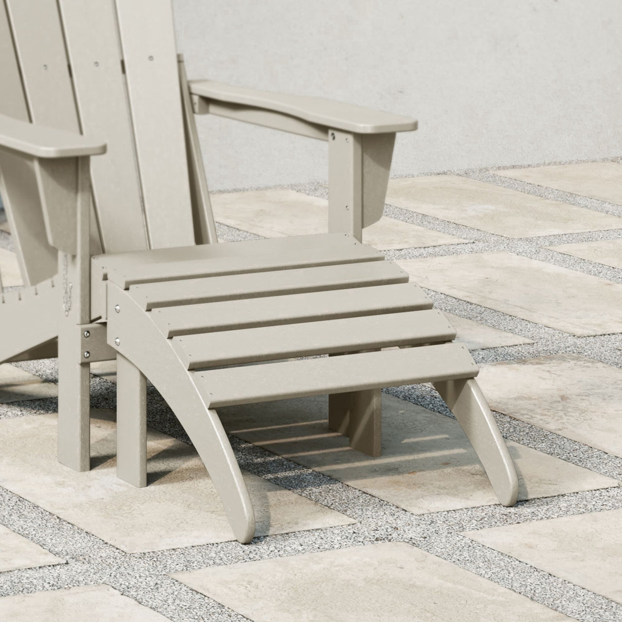 WestinTrends Malibu Outdoor Adirondack Ottoman – All-Weather Poly Lumber Folding Footrest for Patio Porch, Black