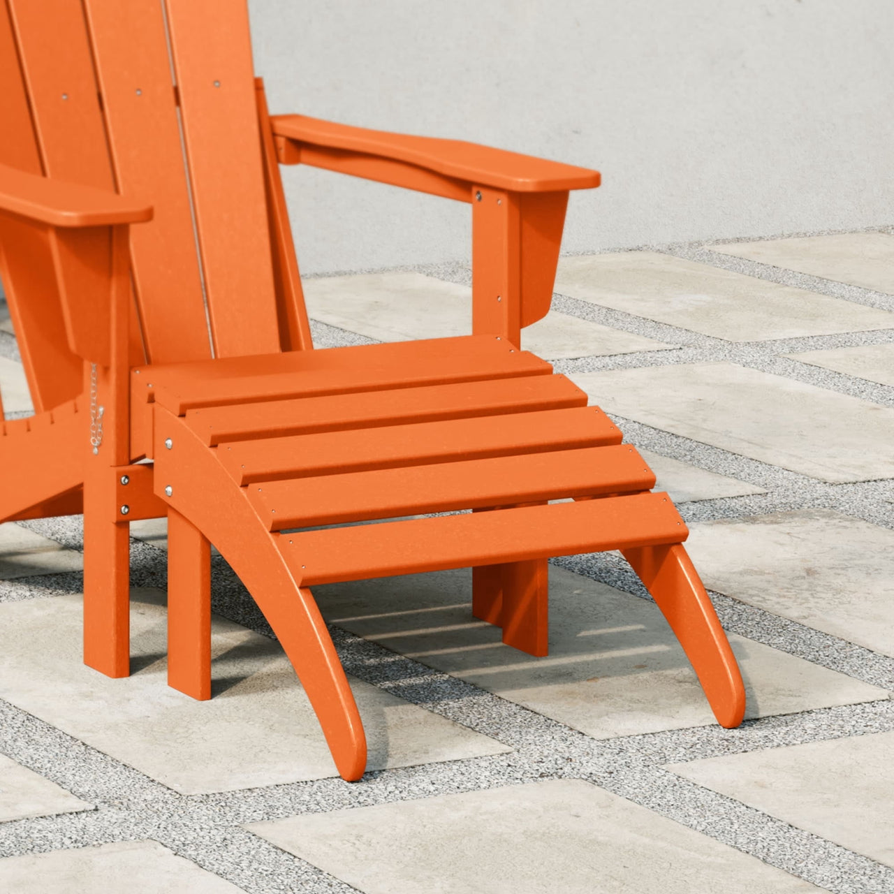 WestinTrends Malibu Outdoor Adirondack Ottoman – All-Weather Poly Lumber Folding Footrest for Patio Porch, Black