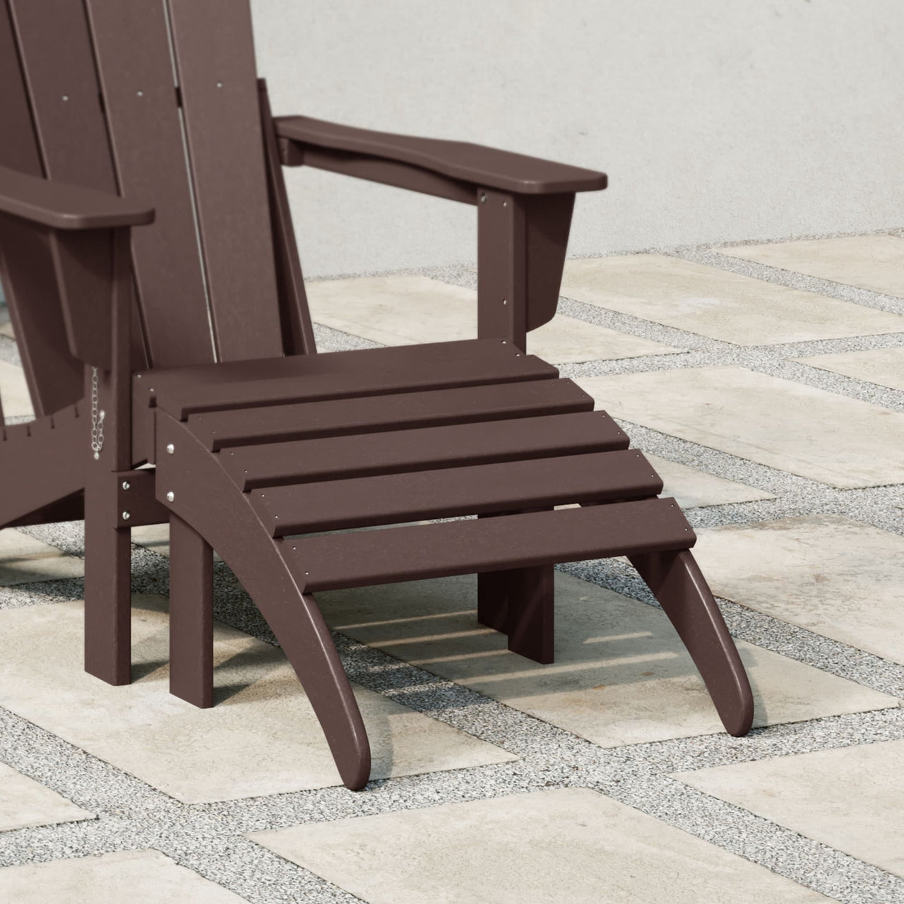 WestinTrends Malibu Outdoor Adirondack Ottoman – All-Weather Poly Lumber Folding Footrest for Patio Porch, Black