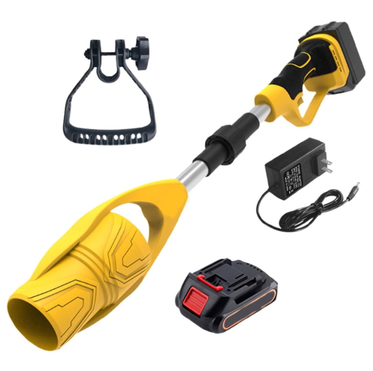Yellow Cordless Garden Leaf Blower, Foldable Electric Blower With Lithium Battery, High Wind Speed For Snow Removal, Lawn Cleaning, Patio And Driveway, 17.72X6.69X5.12In