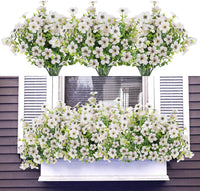 ZOELNIC 12 Bundles Artificial Fake Flowers Outdoors, Realistic UV Resistant Faux Plants with Silk Flowers for Outside Planters Window Box Front Porch Summer Decoration