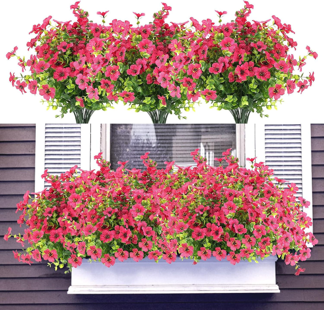 ZOELNIC 12 Bundles Artificial Fake Flowers Outdoors, Realistic UV Resistant Faux Plants with Silk Flowers for Outside Planters Window Box Front Porch Summer Decoration