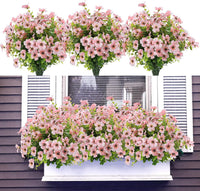 ZOELNIC 12 Bundles Artificial Fake Flowers Outdoors, Realistic UV Resistant Faux Plants with Silk Flowers for Outside Planters Window Box Front Porch Summer Decoration